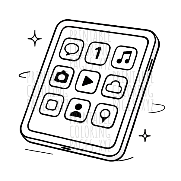 3D Tablet with App Icons Adventure