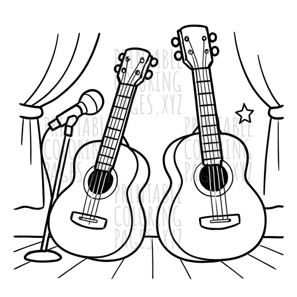 Vibrant Acoustic Guitars on Stage Scene