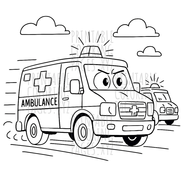 Racing Ambulances with Flashing Lights
