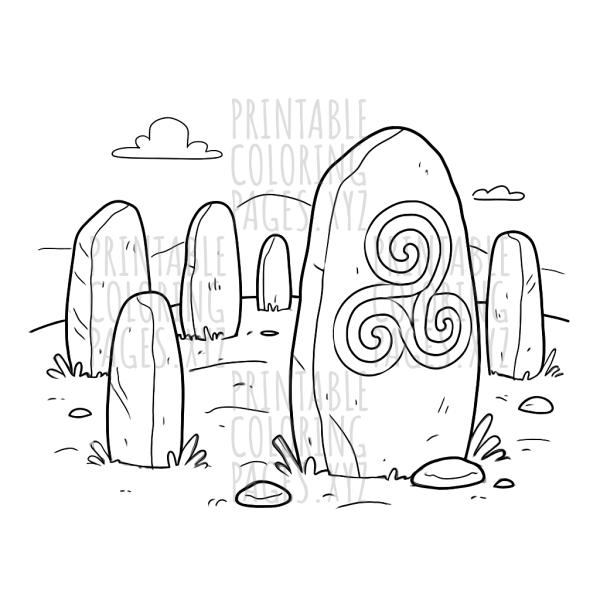 Ancient Celtic Stone Circle Coloring Page