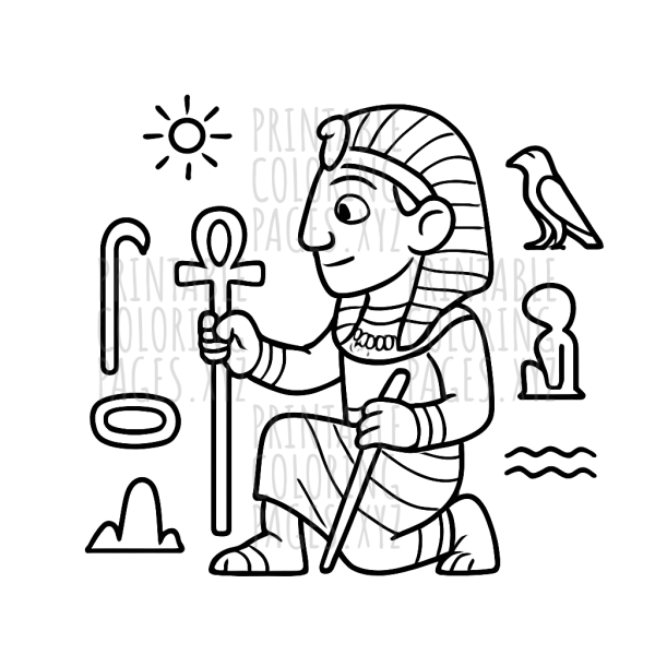 Ancient Egyptian Hieroglyphs Coloring Page