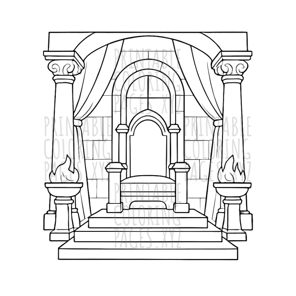 Majestic Ancient Throne Room Coloring Adventure