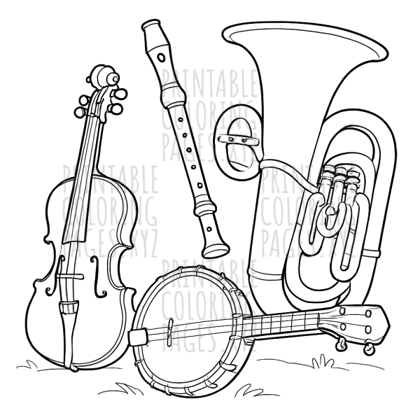 Timeless Tunes: Antique Musical Instruments Coloring Fun