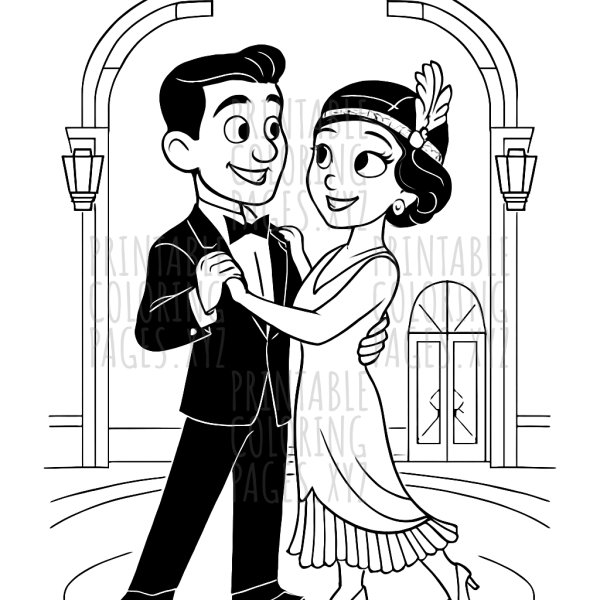Elegant Art Deco Ballroom Dance Scene