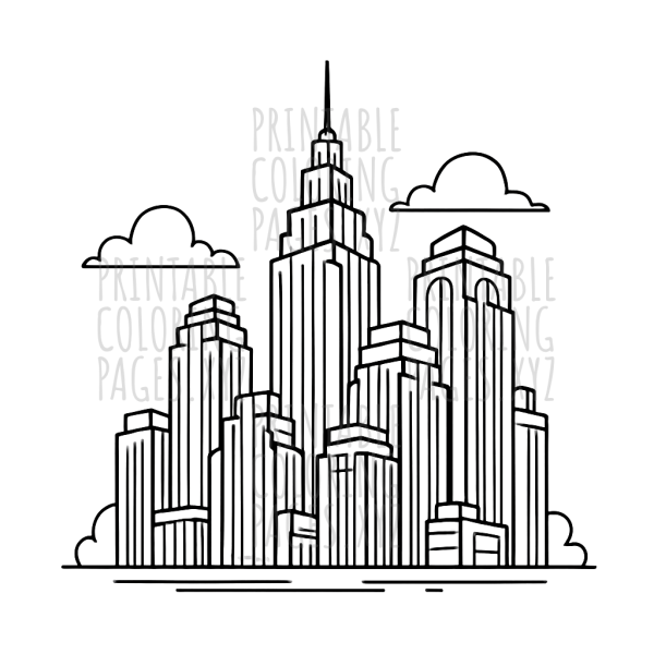 Stylish Art Deco City Skyline Scene