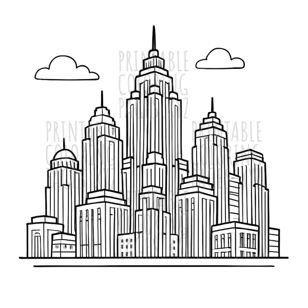 Stunning Art Deco City Skyline Scene