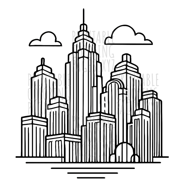 Stunning Art Deco City Skyline Scene