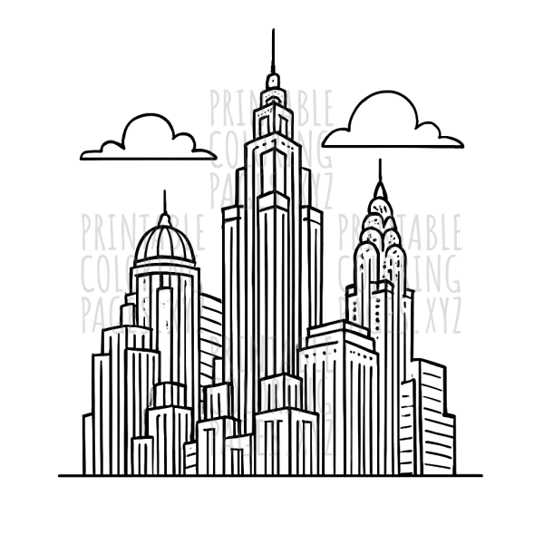 Stylish Art Deco City Skyline Scene