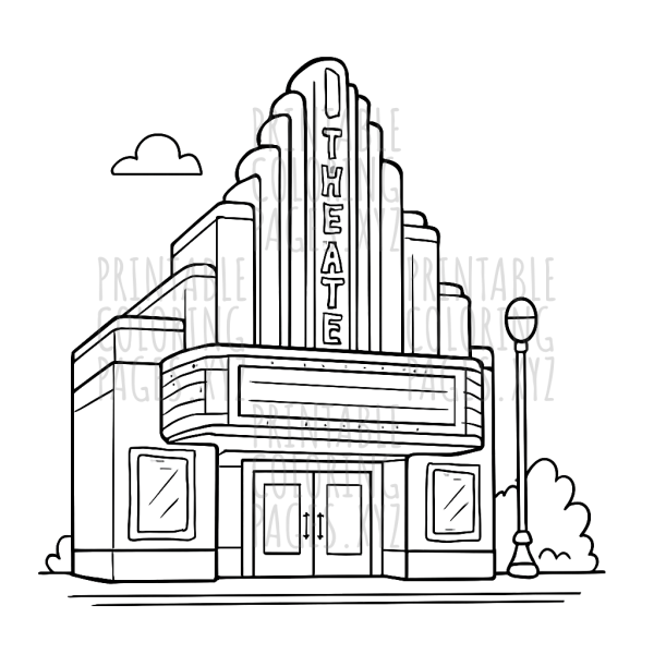 Glamorous Art Deco Theater Facade Scene
