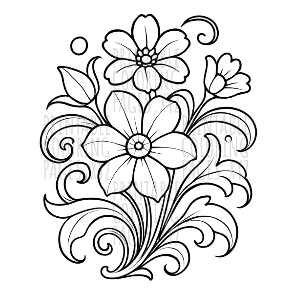 Elegant Art Nouveau Floral Design for Creative Coloring