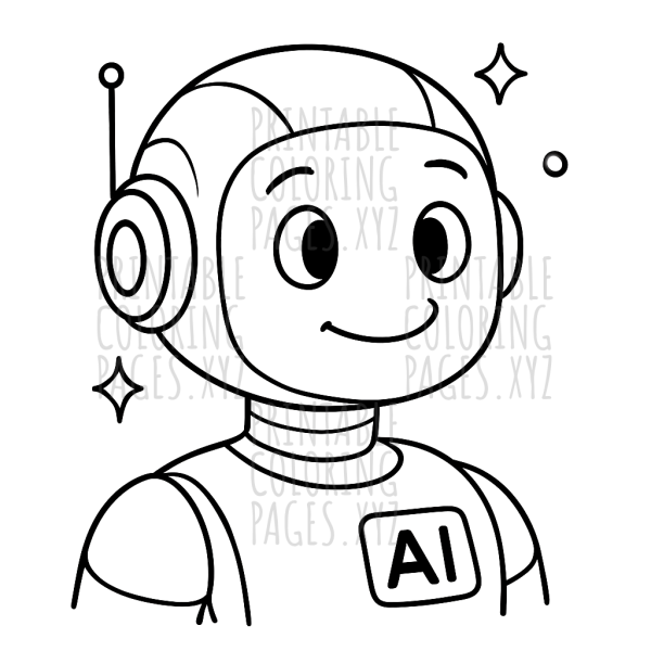 Futuristic AI Robot Head Design