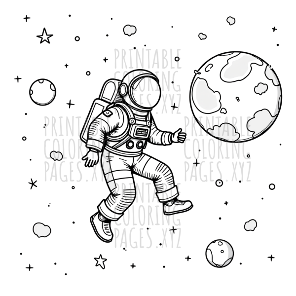 Journey Through Space with a Floating Astronaut