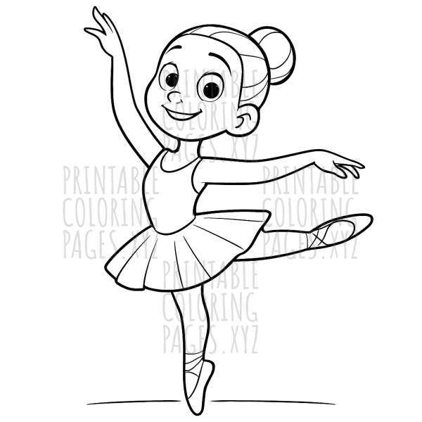 Graceful Ballet Dancer in Mid-Pose Coloring Page