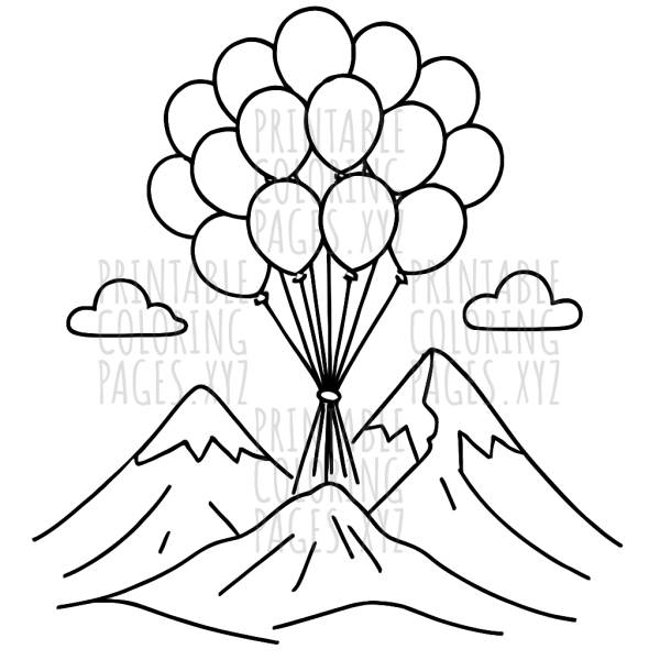 Soaring Balloons Over Majestic Mountains