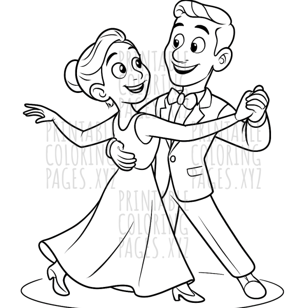 Graceful Ballroom Dancing Duo Illustration