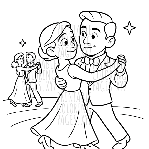 Graceful Ballroom Dancing Couples