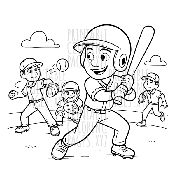 Dynamic Baseball Players in Action Scene