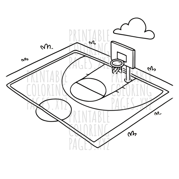 Soaring Above the Basketball Court: Aerial Coloring Adventure