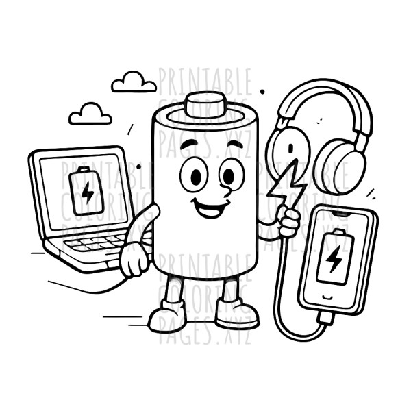 Gadgets Powered by Batteries Coloring Adventure