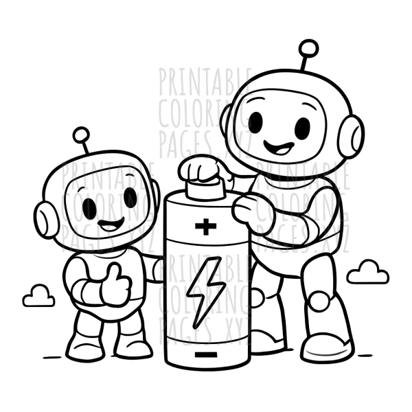 Robots Powered by Batteries: A Creative Coloring Adventure