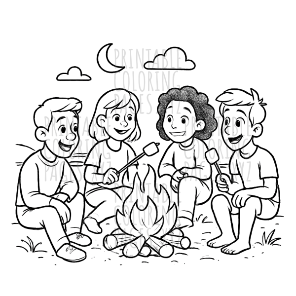 Cozy Beach Bonfire Evening Scene