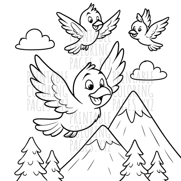 Soaring Birds Above Majestic Mountains