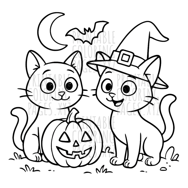 Spooky Black Cats on Halloween Adventure