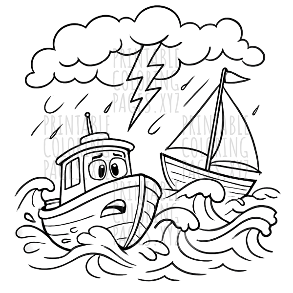 Braving the Storm: Boats Battling Rough Seas