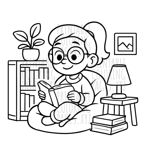 Cozy Nook for Book Lovers to Color and Enjoy
