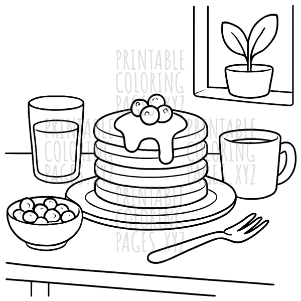 Cozy Breakfast Table with Pancakes Scene