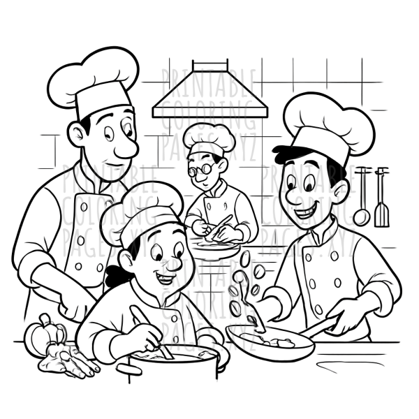 Busy Kitchen Chefs at Work