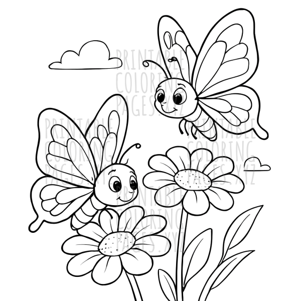 Butterflies Dancing Among Blooming Flowers