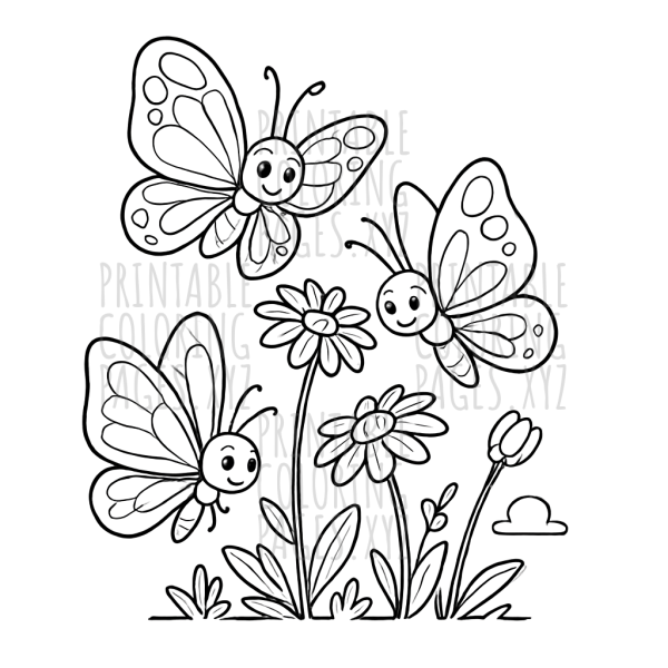 Butterflies Dancing Over Wildflowers