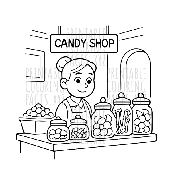 Sweet Candy Shop Adventure with Colorful Jars