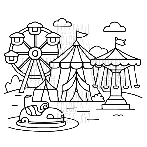 Vibrant Carnival Adventure with Colorful Rides
