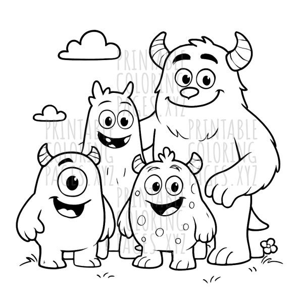 Cheerful Cartoon Monsters in a Friendly World