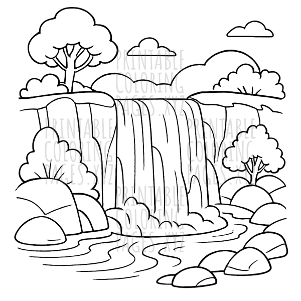 Serene Cascading Waterfall Landscape
