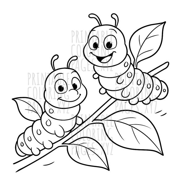 Curious Caterpillars on a Leafy Branch