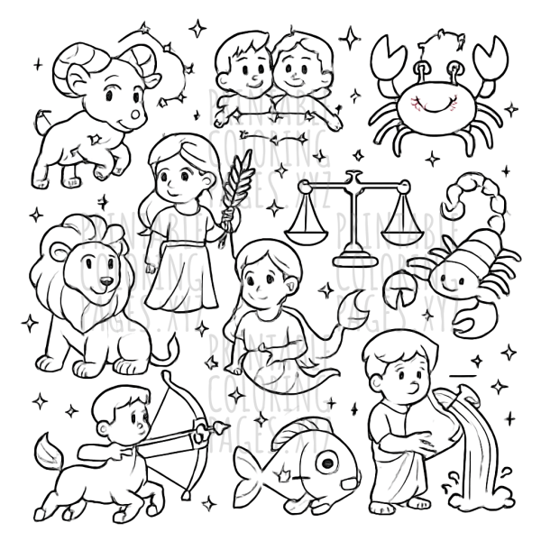 Mystical Celestial Zodiac Art for Creative Kids