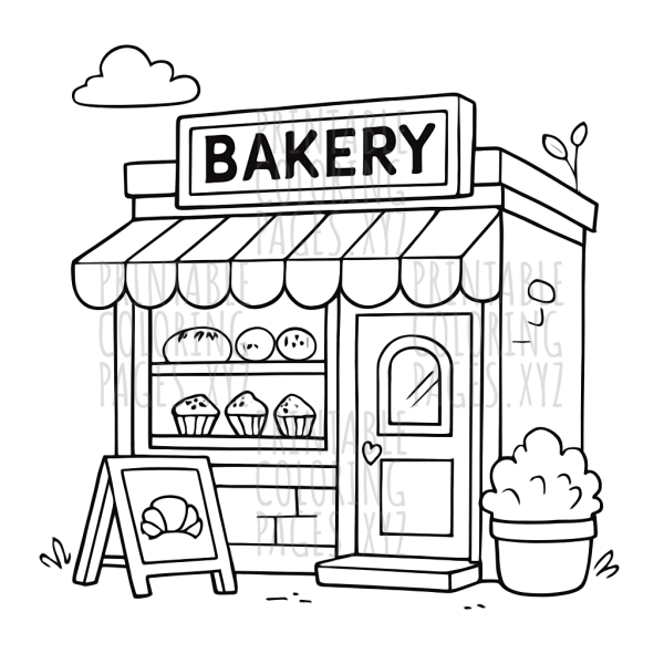 Whimsical Bakery Storefront Scene