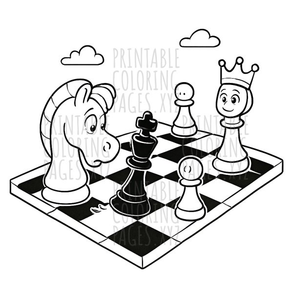 Classic Checkerboard Chess Game Coloring Fun