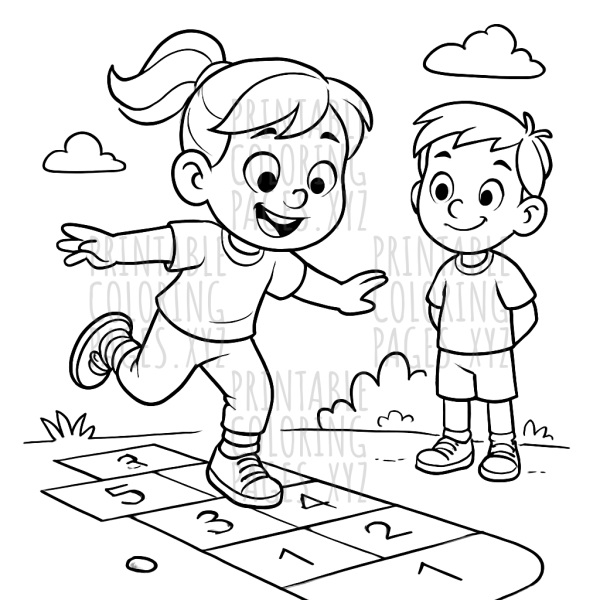 Joyful Hopscotch Fun on a Sunny Day