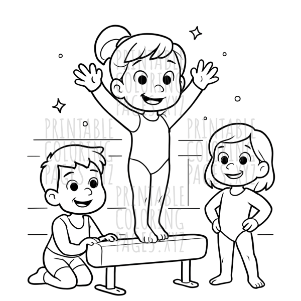 Gymnastics Fun: Kids’ Action-Packed Coloring Adventure