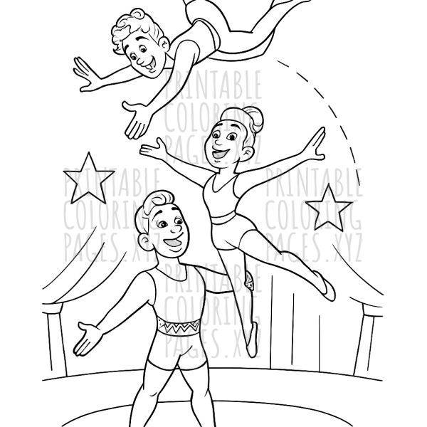 Daring Circus Acrobats Mid-Performance