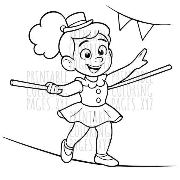Graceful Circus Performer Balancing on a Tightrope