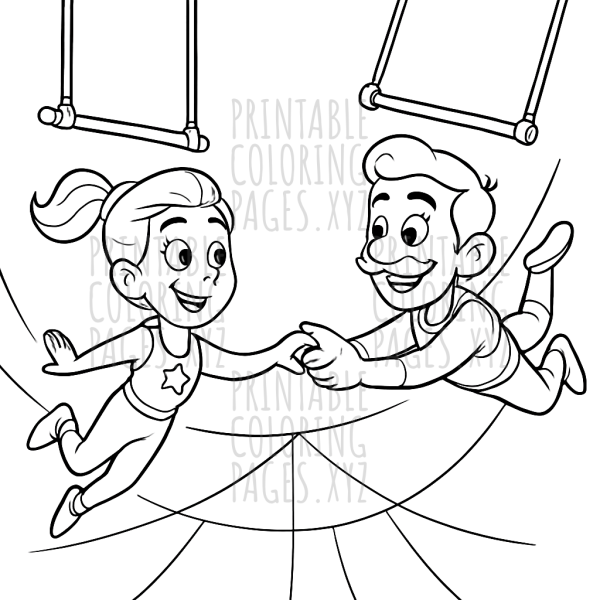 Soaring Circus Trapeze Artists in Action