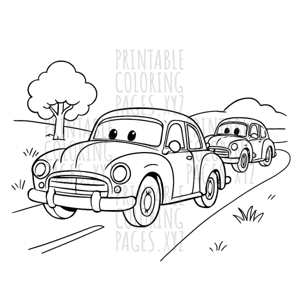 Timeless Journey: Classic Cars on a Country Road