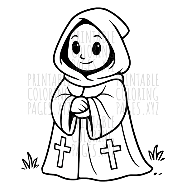 Mysterious Cloaked Figure with Crosses