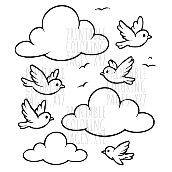 Soaring Skies: Birds Flying Among Soft Clouds