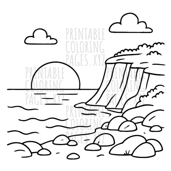 Serene Coastal Cliff Sunset Scene